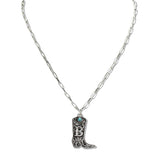 110160, WESTERN INITIAL BOOT PENDANT NECKLACE A TO L