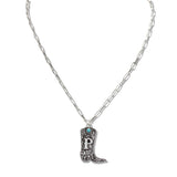 110160, WESTERN INITIAL BOOT PENDANT NECKLACE M TO T