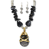 110174, RESIN ACRYLIC BEADED TEARDROP CRYSTAL PENDANT NECKLACE