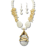 110174, RESIN ACRYLIC BEADED TEARDROP CRYSTAL PENDANT NECKLACE