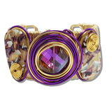 110180, CELLULOID ACETATE BOLD SPIRAL WIRE CUFF BRACELET