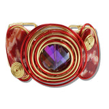 110180, CELLULOID ACETATE BOLD SPIRAL WIRE CUFF BRACELET