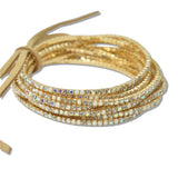 110182, GOLD PLAITING WITH PAVE RHINESTONE MULTI LAYERED STRETCH BRACELET SET