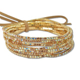 110182, GOLD PLAITING WITH PAVE RHINESTONE MULTI LAYERED STRETCH BRACELET SET