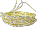 110182, GOLD PLAITING WITH PAVE RHINESTONE MULTI LAYERED STRETCH BRACELET SET