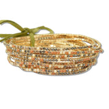 110182, GOLD PLAITING WITH PAVE RHINESTONE MULTI LAYERED STRETCH BRACELET SET