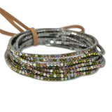 110182, HEMATITE PLAITING WITH PAVE RHINESTONE MULTI LAYERED STRETCH BRACELET SET