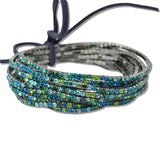 110182, HEMATITE PLAITING WITH PAVE RHINESTONE MULTI LAYERED STRETCH BRACELET SET