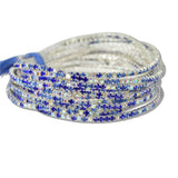 110182, SILVER PLAITING WITH PAVE RHINESTONE MULTI LAYERED STRETCH BRACELET SET