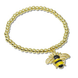 110186, HONEYBEE CHARM STAINLESS STEEL BEADED STRETCH BRACELET