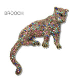 110192, LEOPARD PANTHER RHINESTONE PIN BROOCH