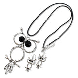 110193, BIG VINTAGE OWL LONG PENDANT NECKLACE