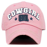 110196, COWGIRL 01 EMBROIDERED VINTAGE BASEBALL CAP