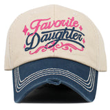 110197, FAVORITE DAUGHTER EMBROIDERED VINTAGE BASEBALL CAP