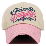 110197, FAVORITE DAUGHTER EMBROIDERED VINTAGE BASEBALL CAP