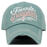 110197, FAVORITE DAUGHTER EMBROIDERED VINTAGE BASEBALL CAP