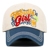 110198, TEQUILA GIRL EMBROIDERED VINTAGE BASEBALL CAP