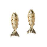 110207, GOLD FISH STUD EARRING