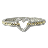 110215, 14K GOLD PLATED PAVE CUBIC ZIRCONIA ACCENT HEART BANGLE BRACELET