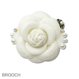 110220, FLOWER ROSE CLIP ON BROOCH PIN WITH PEARL ACCENTS