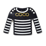 110221, COCO STRIPED T SHRIT ACRYLIC BROOCH PIN WITH CLIP