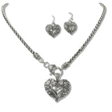110233, VINTAGE TEXTURED HEART PENDANT NECKLACE