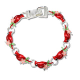110235, RED CARDINAL BIRD ENAMEL MAGNETIC CLOSURE BRACELET