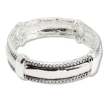 110243, VINTAGE TEXTURED ACCENT METAL STRETCH BANGLE BRACELET