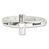 110244, CUTOUT HEART BLESSED SCRIPTURE STRETCH BRACELET