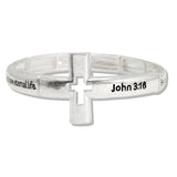 110245, CUTOUT CROSS JOHN 3 16 SCRIPTURE STRETCH BRACELET