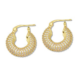 110254, PAVE CUBIC ZIRCONIA ACCENT HOOP EARRING