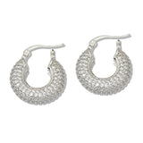110254, PAVE CUBIC ZIRCONIA ACCENT HOOP EARRING