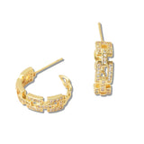 110255, PAVE CUBIC ZIRCONIA CHAIN LINK HOOP EARRING