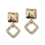 110259, HAMMERED SQUARE WITH PAVE CUTOUT ACCENT DANGLE EARRING