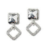 110259, HAMMERED SQUARE WITH PAVE CUTOUT ACCENT DANGLE EARRING