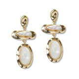 110260, FRESHWATER PEARL WITH CELLULOID ACETATE ACCENT GEOMETRIC DANGLE EARRING