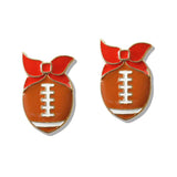 110263, GAME DAY FOOTBALL AND BOW ENAMEL STUD EARRING