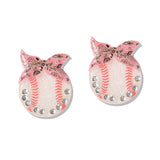 110266, GAME DAY BASEBALLL SOFTBALL AND ACRYLIC BOW STUD EARRING