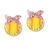 110266, GAME DAY BASEBALLL SOFTBALL AND ACRYLIC BOW STUD EARRING