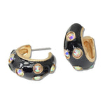 110270, RHINESTONE ACCENT ENAMEL HOOP EARRING