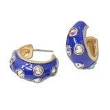 110270, RHINESTONE ACCENT ENAMEL HOOP EARRING