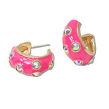 110270, RHINESTONE ACCENT ENAMEL HOOP EARRING