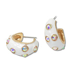 110270, RHINESTONE ACCENT ENAMEL HOOP EARRING
