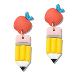110283, TEACHER PENCIL AND APPLE POLYMER CLAY EARRING