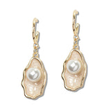 110288, OYSTER PEARL DANGLE HOOP EARRING