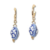 110291, FLOWER ART PORCELAIN CERAMIC DANGLE HOOP EARRING