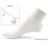 110295, OCEAN SEASHELL AND PEARL CHARM STAINLESS STEEL ANKLET