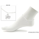 110296, OCEAN SEA TURTLE CHARM STAINLESS STEEL ANKLET