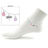 110304, DRAGONFLY SEA GLASS AND PEARL CHARM ANKLET