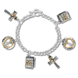 110306, FAITH HOPE LOVE VINTAGE CROSS AND BIBLE CHARM TOGGLE BRACELET